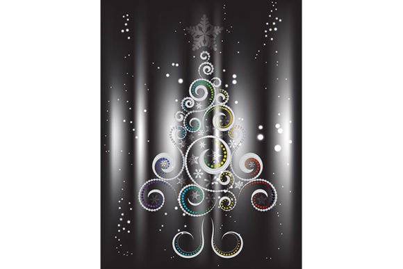 Card with Decorative Christmas Tree: A Festive Design Asset