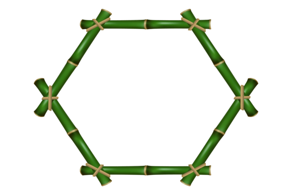 Decorative Bamboo Frame: A Green Wooden Border for Rustic Charm