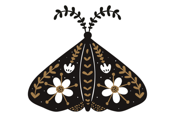 Decorative Butterfly with Flower Ornamen: A Tribal-Inspired Design Asset