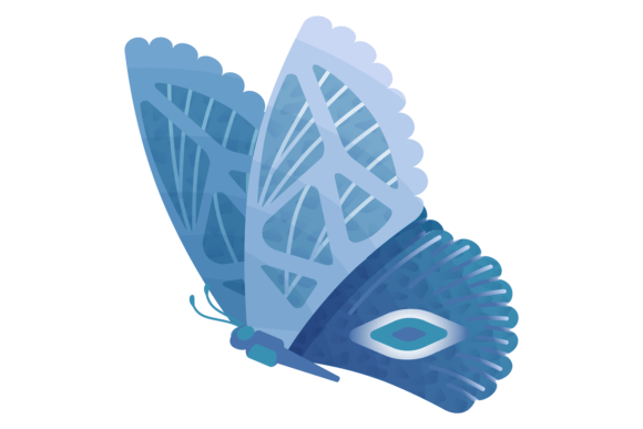 Decorative Summer Butterfly. Blue Fantas: A Creative Font Guide