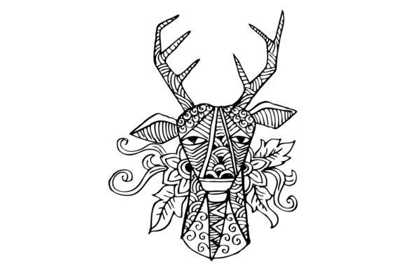 Deer Head in Decorative Style: A Designer's Asset Guide