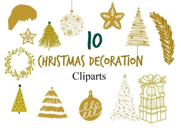 Elevate Your Holiday Projects with Gold Christmas Decorative Clipart