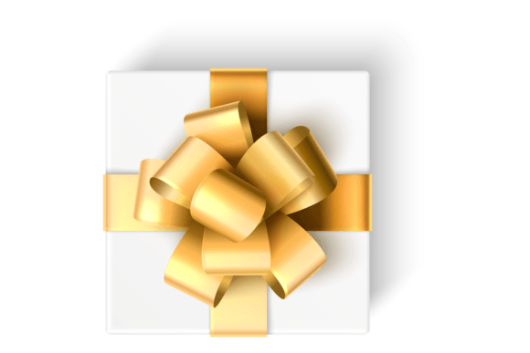 Golden Elegance: Using Gift Box Top View in Your Designs